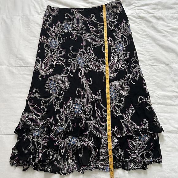 Y2K Black and purple paisley ruffle hem midi skirt size 18 - Picture 6 of 6
